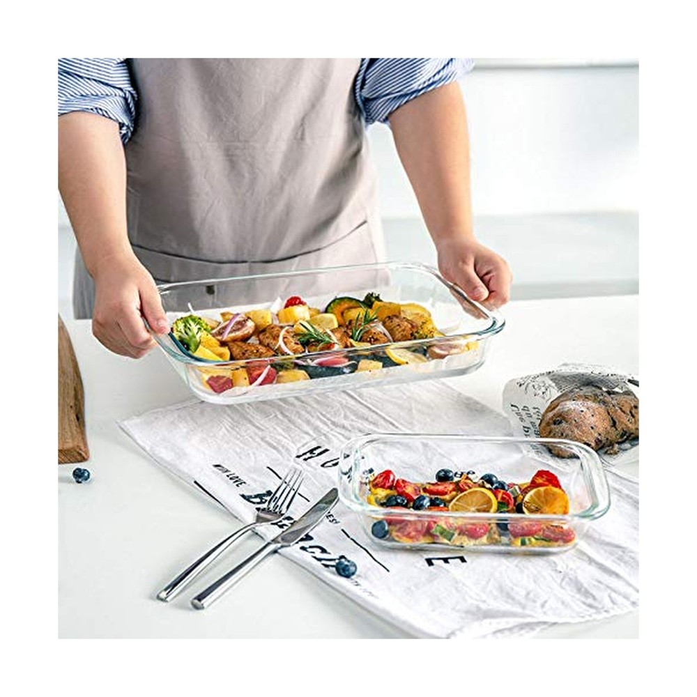 8-Piece Deep Glass Baking Dish Set with Plastic lids,Rectangular Glass Bakewa...