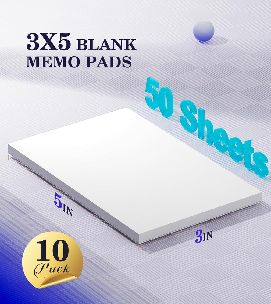 Small Note Pads 3X5 Pocket Notepad, 10 Pack Server Note Pads 3X5, White Memo ...