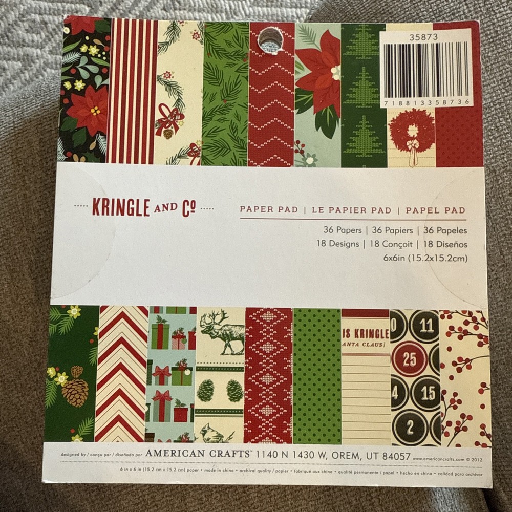 American Crafts Kringle & Co Paper Pad - 6x6 - 36 Sheets