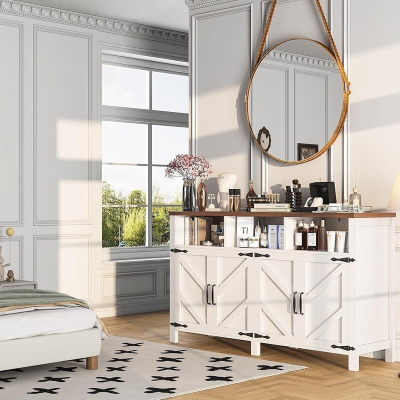 Large Kitchen Storage Cabinet Buffet Sideboard Adjustable Shelf Coffee Bar TV US