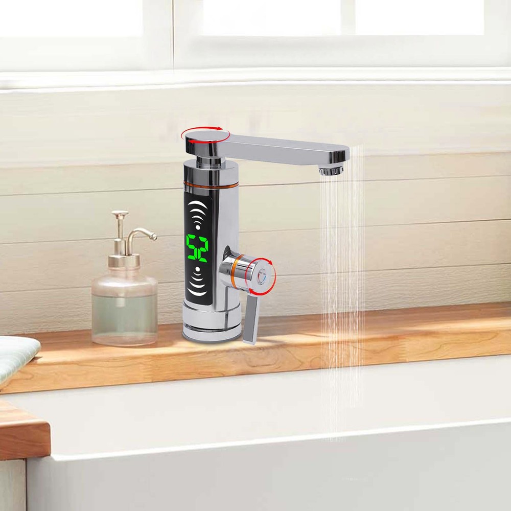 110V Electric Instant Hot Water Heater Shower Kitchen Tap Faucet Digital Display
