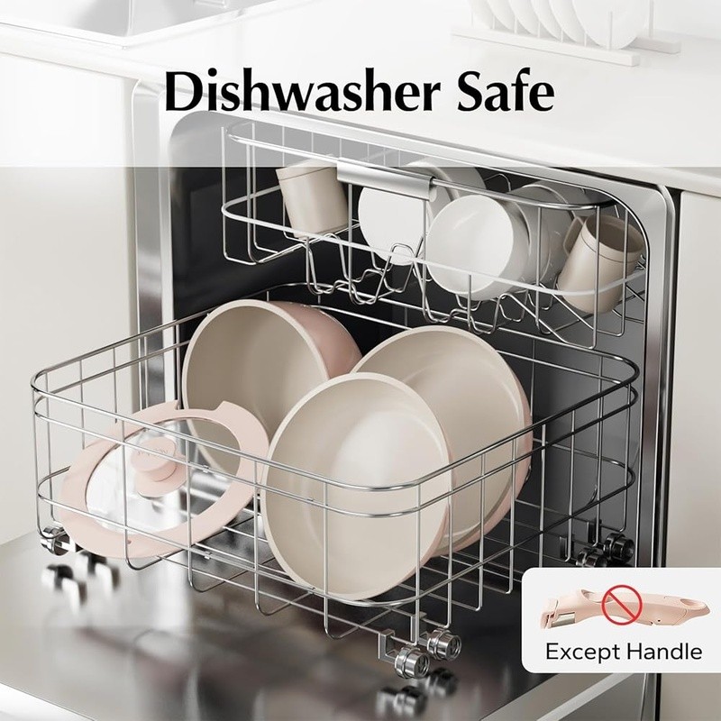 16pcs Nonstick Ceramic Cookware Set Stackable Oven Safe Removable Handle New