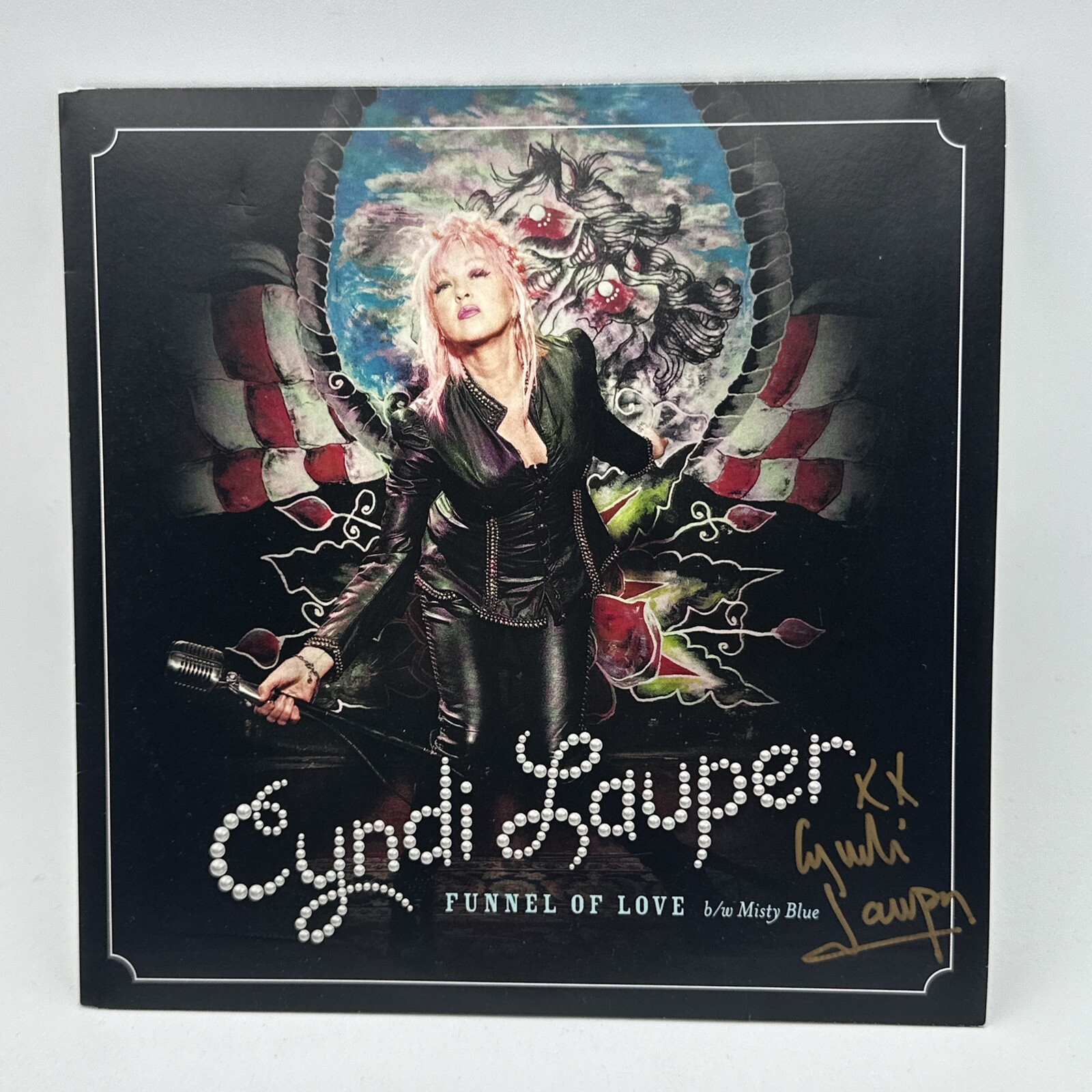 Cyndi Lauper Funnel of Love Signed Autograph 7" Pink Vinyl Record Promo 2016