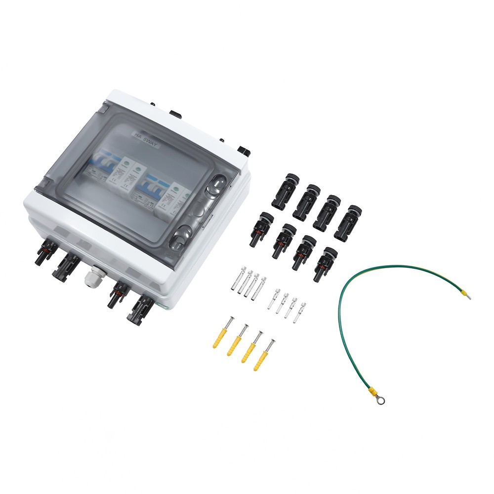 2 Strings Solar Combiner Box FIT Solar Panel Disconnect Switch Circuit Breaker