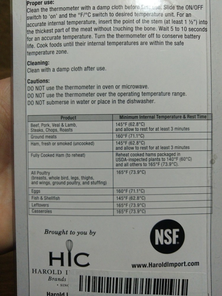 HIC Instant Read Digital Thermometer
