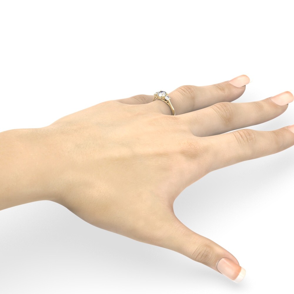 Solid 14K Solid Yellow Gold Round Cut 3 Three Stone Engagement Promise Ring