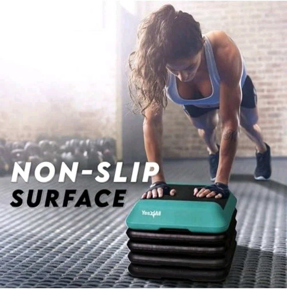 Step Aerobic Platform, Exercise Step with 5 Levels Adjustable Height, 4 Stackabl
