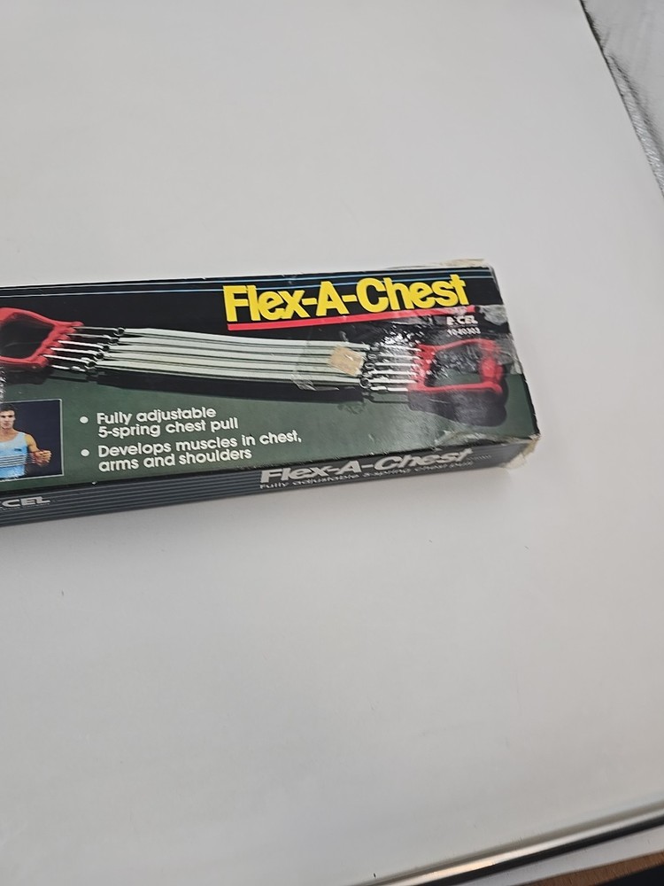 Red Handle Flex-A-Chest 5 Spring Chest Pull Gym Exerciser By Excel New Open Box