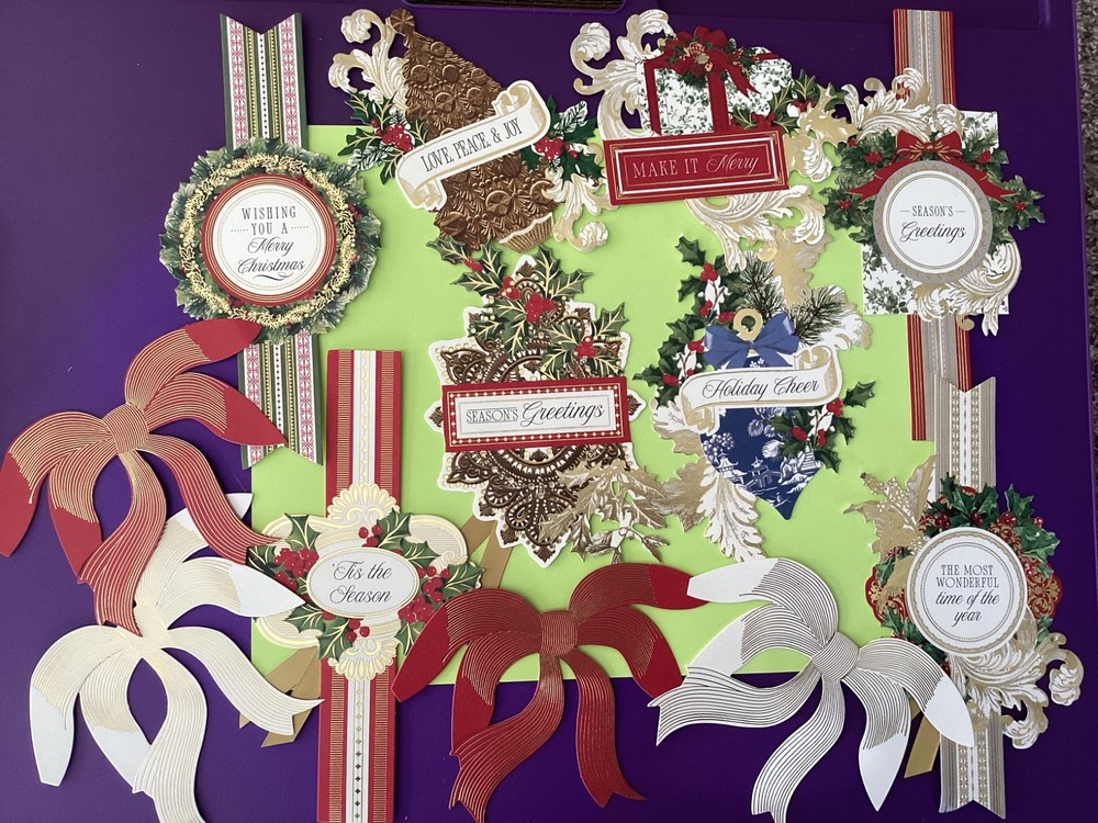 Anna Griffin Christmas Card Toppers & Bows 12pc