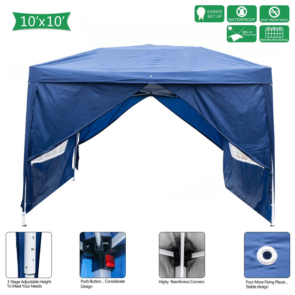 3 x3m Two Doors & Two Windows Practical Waterproof Right-Angle Folding Tent Blue