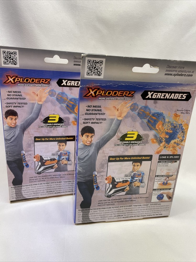 Lot Of 2 Xploderz Xgrenades 3 Pack Reusable Grenades Unopened with 750 xploderz
