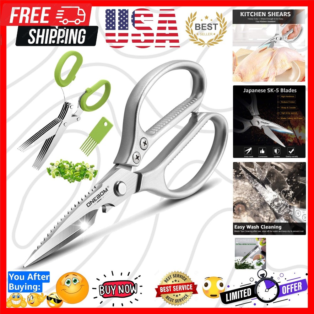 Kitchen Shears 2 Pack,Multi-Function Kitchen Scissors Heavy Duty Sharp 304 St...