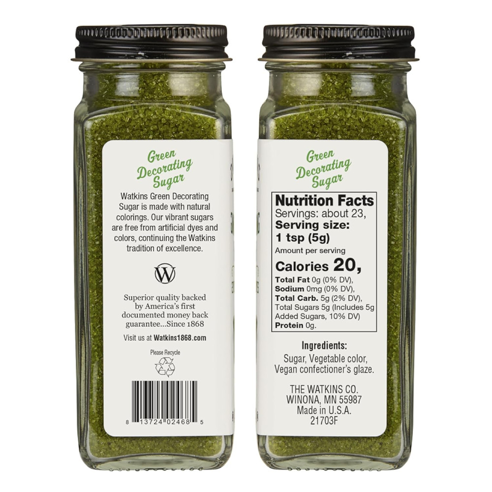 Green Decorating Sugar (No Artificial Dyes), Non-Gmo, 4.2 Ounce, 3-Pack