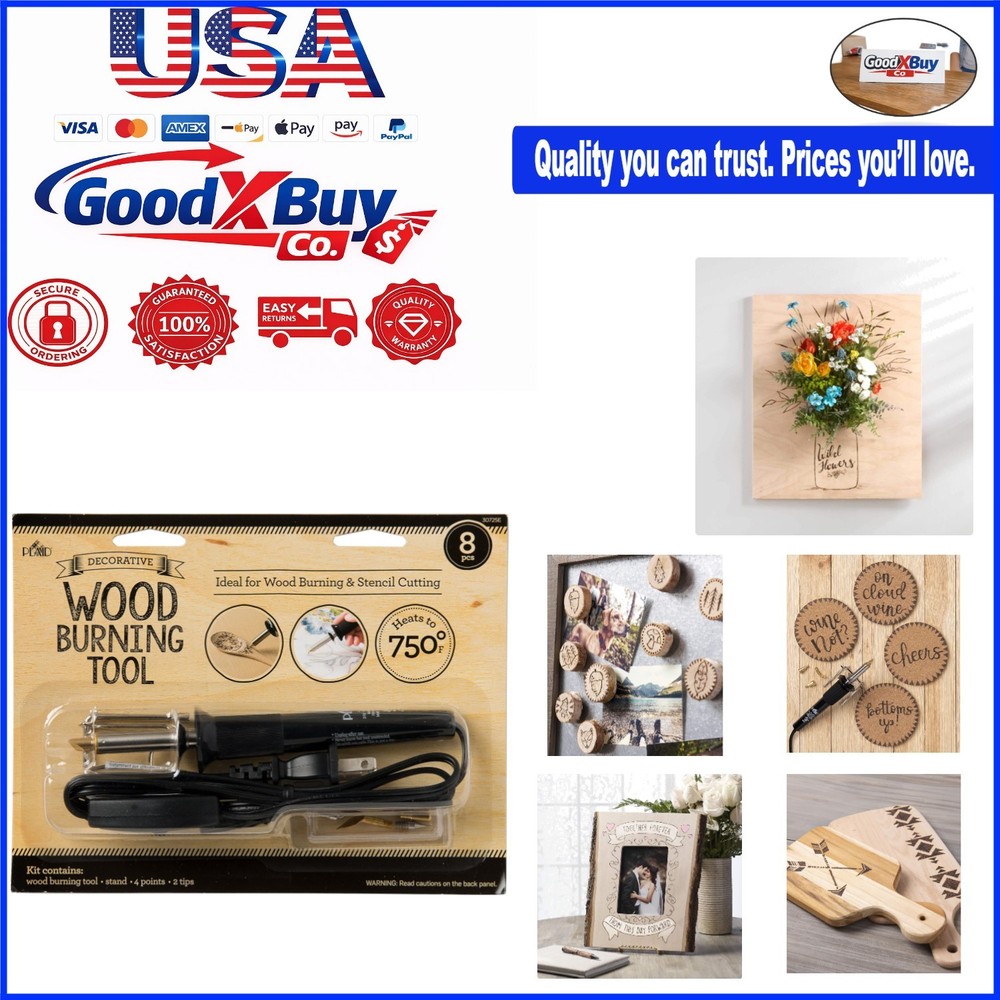 Wood Burning and Stencil Cutting Tool Set – Includes Tips & Stand for DIY Cra...