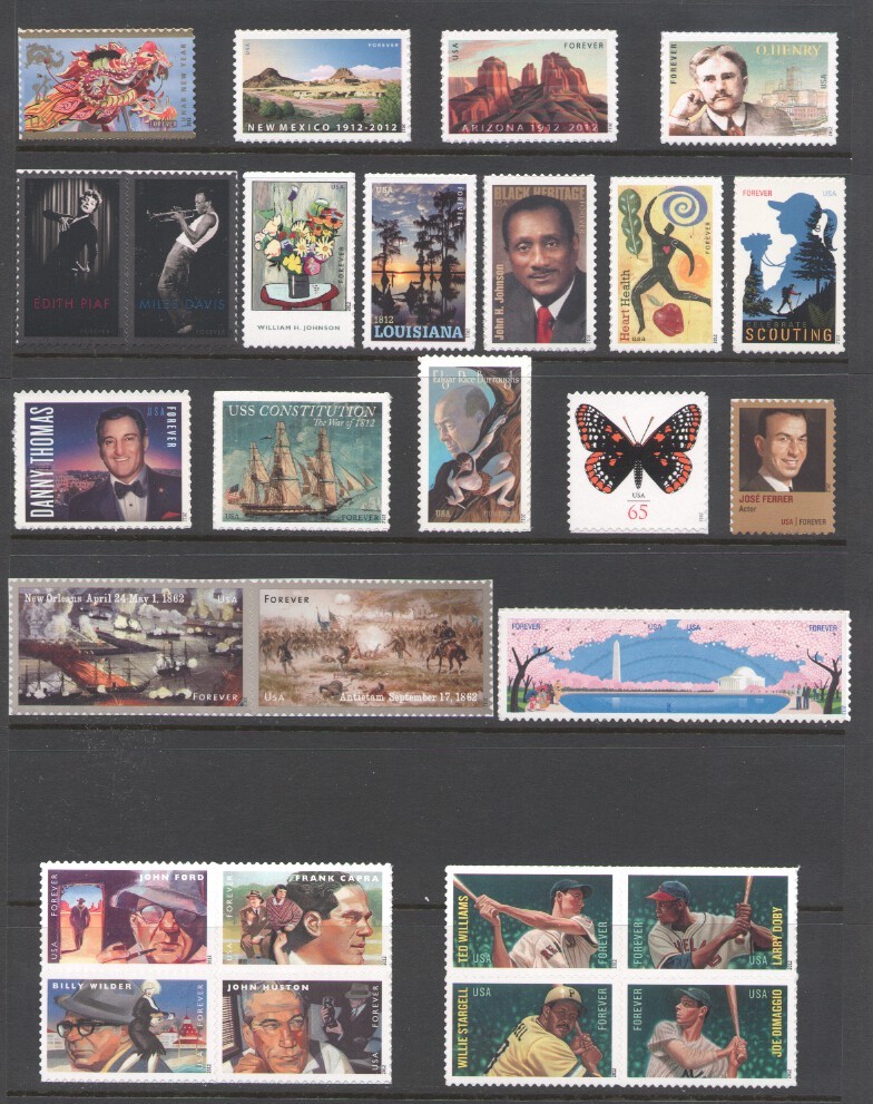 2012 U.S. COMMEMORATIVE YEAR SET *57 STAMPS* MINT-NH