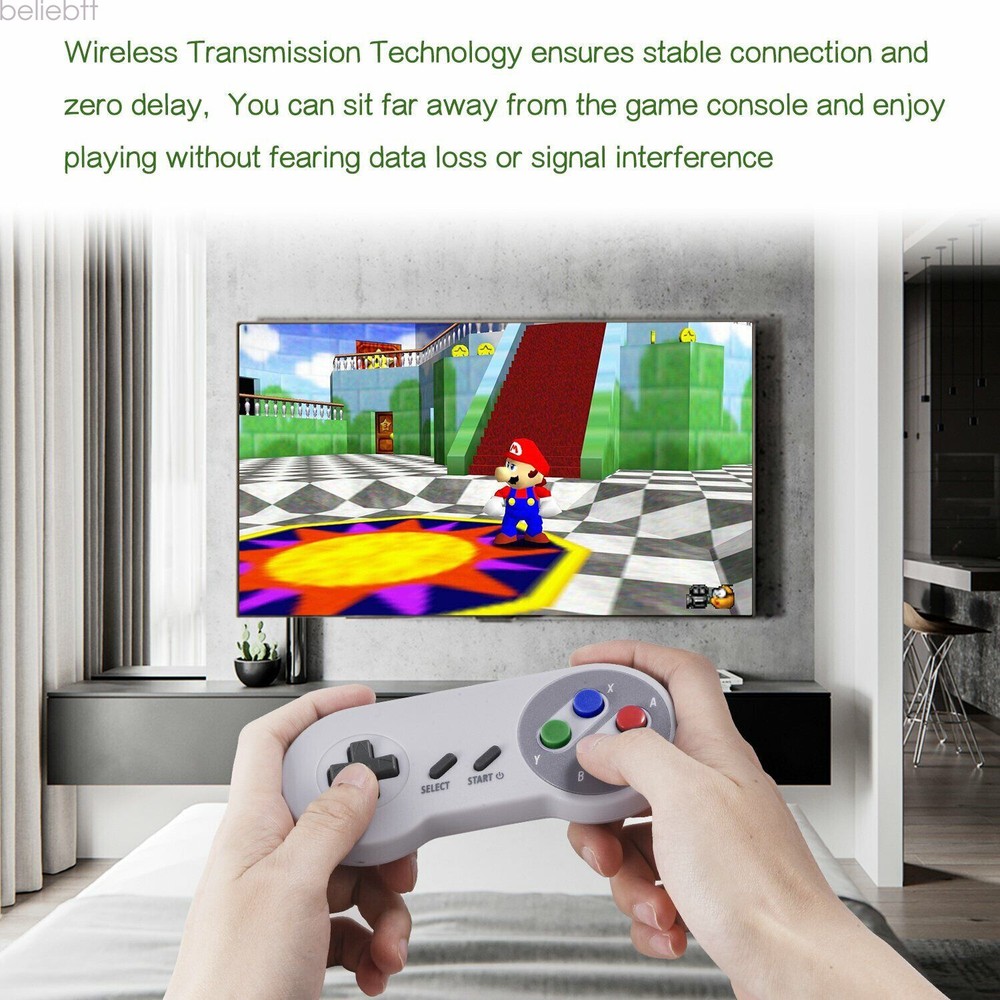 2 Pack Wired/ Wireless SNES USB Controller Gamepad Joystick Super Classic for PC