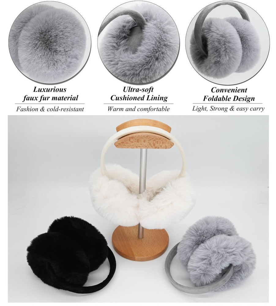 Winter Rabbit Hair Ear Muff Soft Warm Foldable Headband Accessory Gift