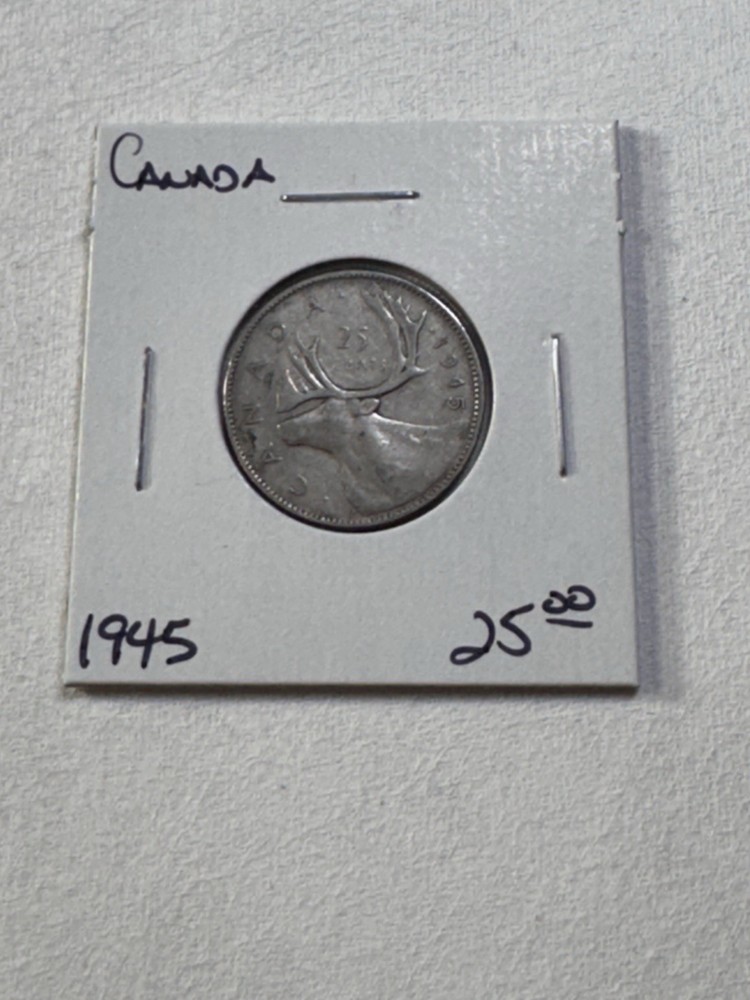 1945 Canada 25 Cents Silver Coin