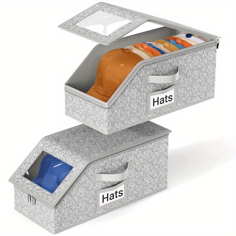 Hat Organizer Containers Clear Window Storage Boxes Closet Home Organization