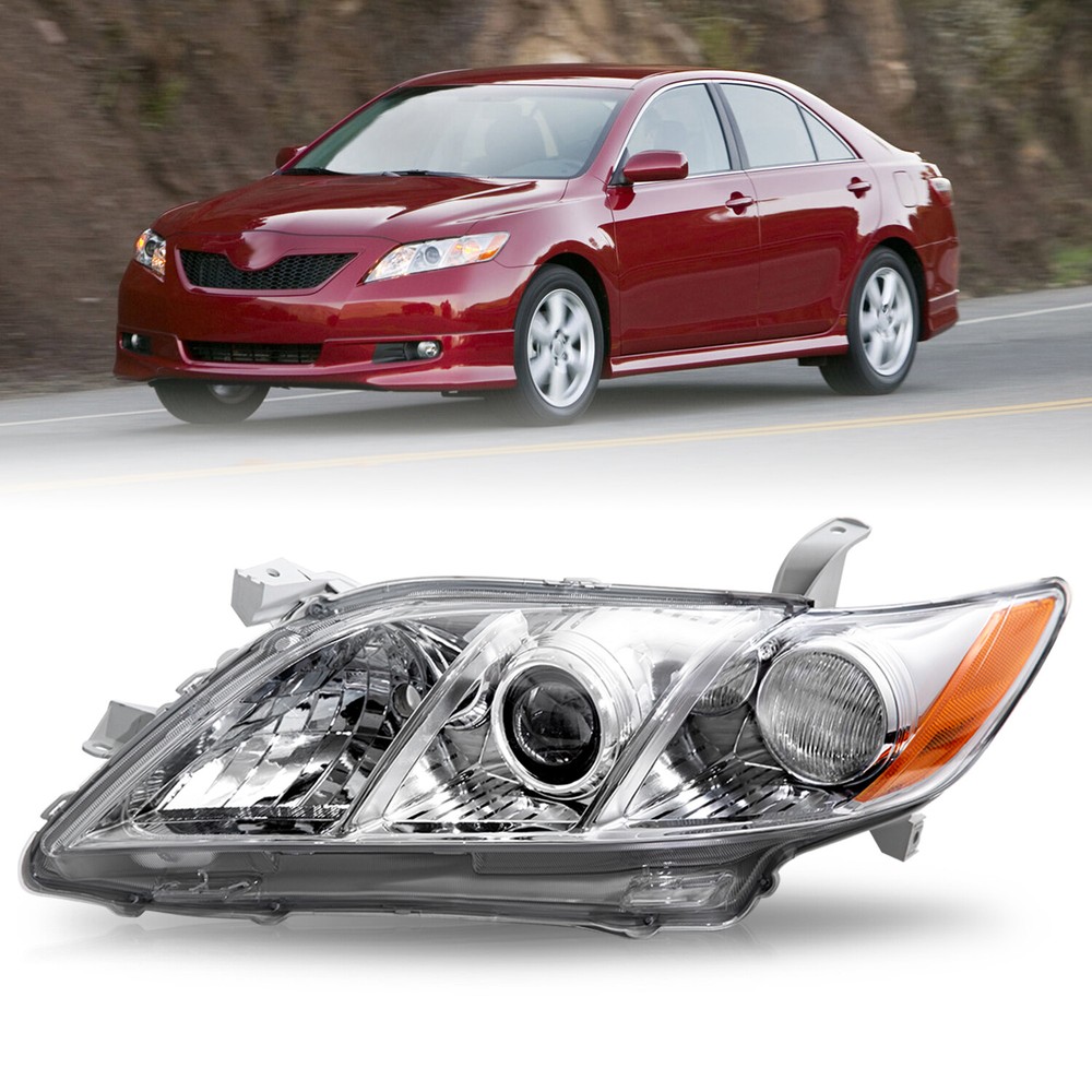 Compatible with 2007 2008 2009 Toyota Camry Halogen Chrome Headlight Left Side