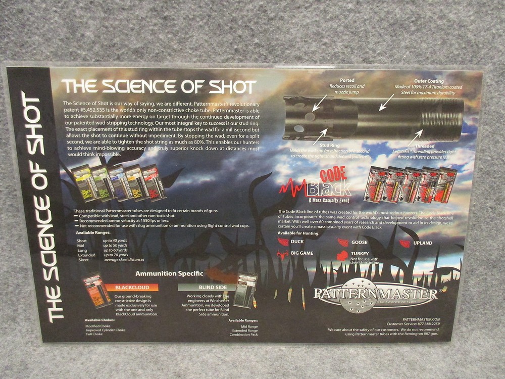 Pattern Master Choke Tube Finder Laminated Chart Good Used