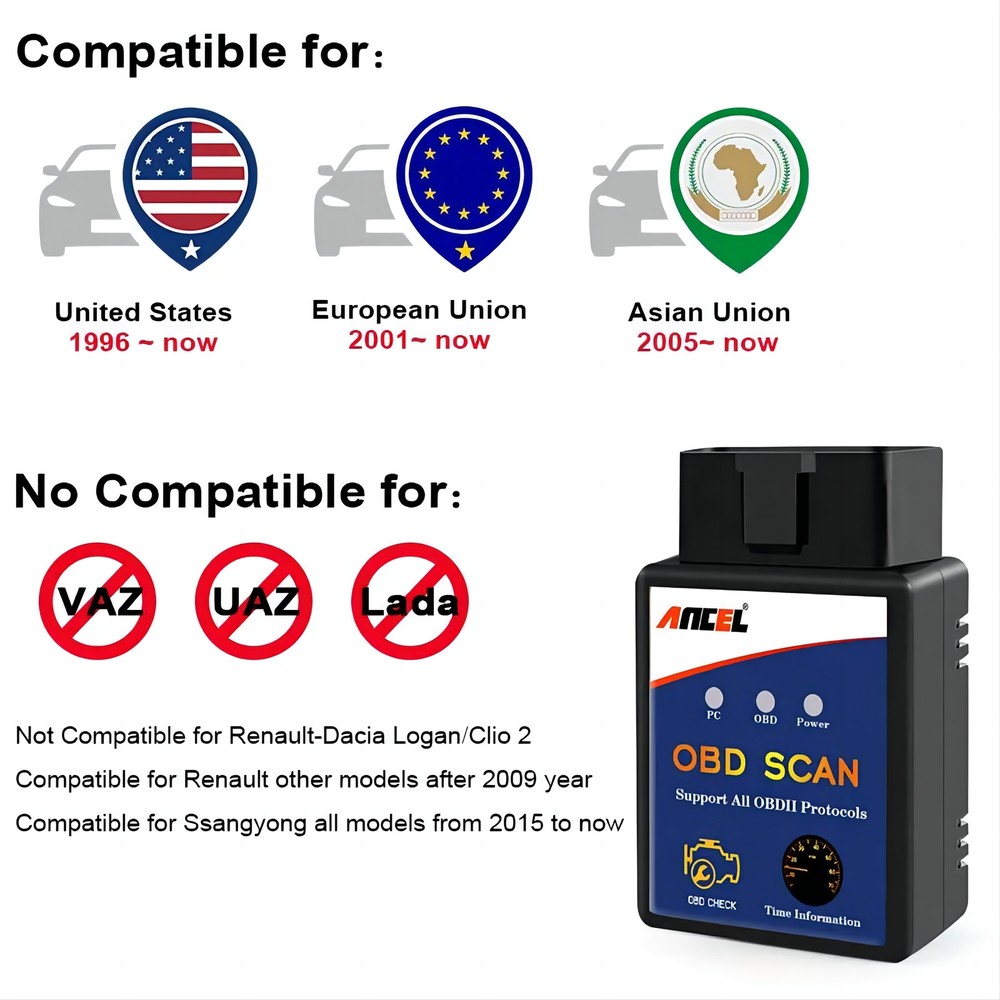 OBD2 Scanner Code Reader Bluetooth Auto Diagnostic Tool Engine Light Check V1.5
