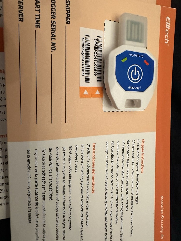 Elitech Tiny-USB Temperature Data Logger Single Use Upto 90Days PDF Report 7pack