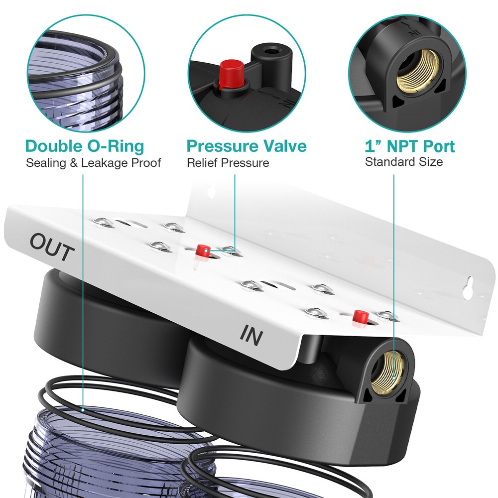 10"x4.5" Big Blue Whole House Water Filter System for Well + 1 Set Extra Filter