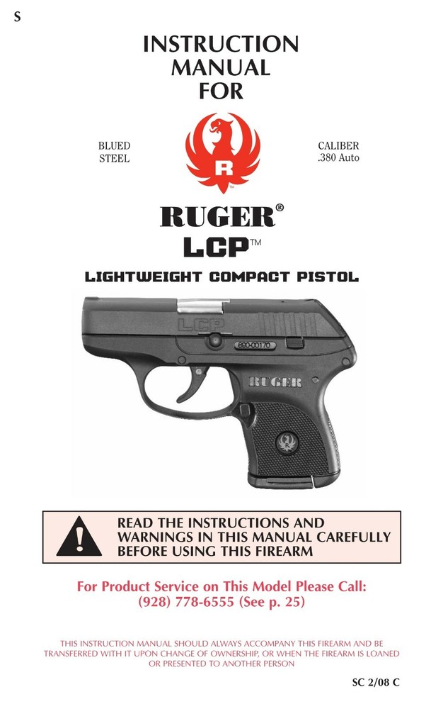 Ruger LCP Compact Pistol Owners Manual