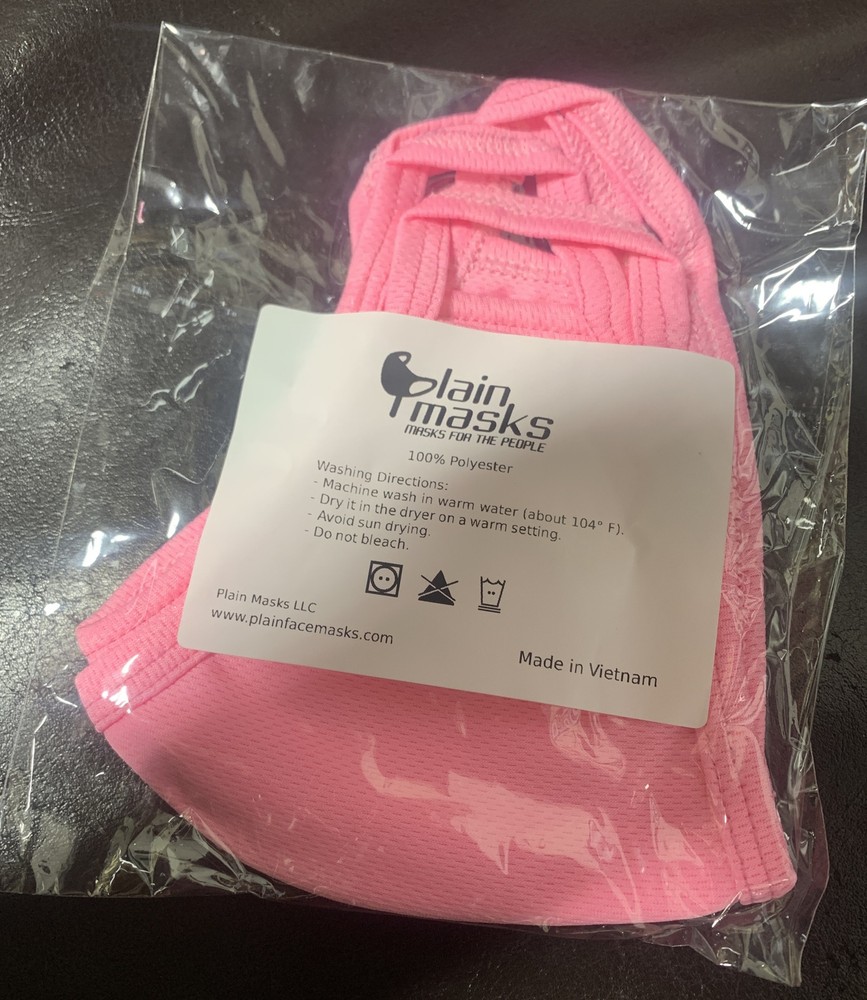 (2) Plain Mask Color Pink 100% Polyester