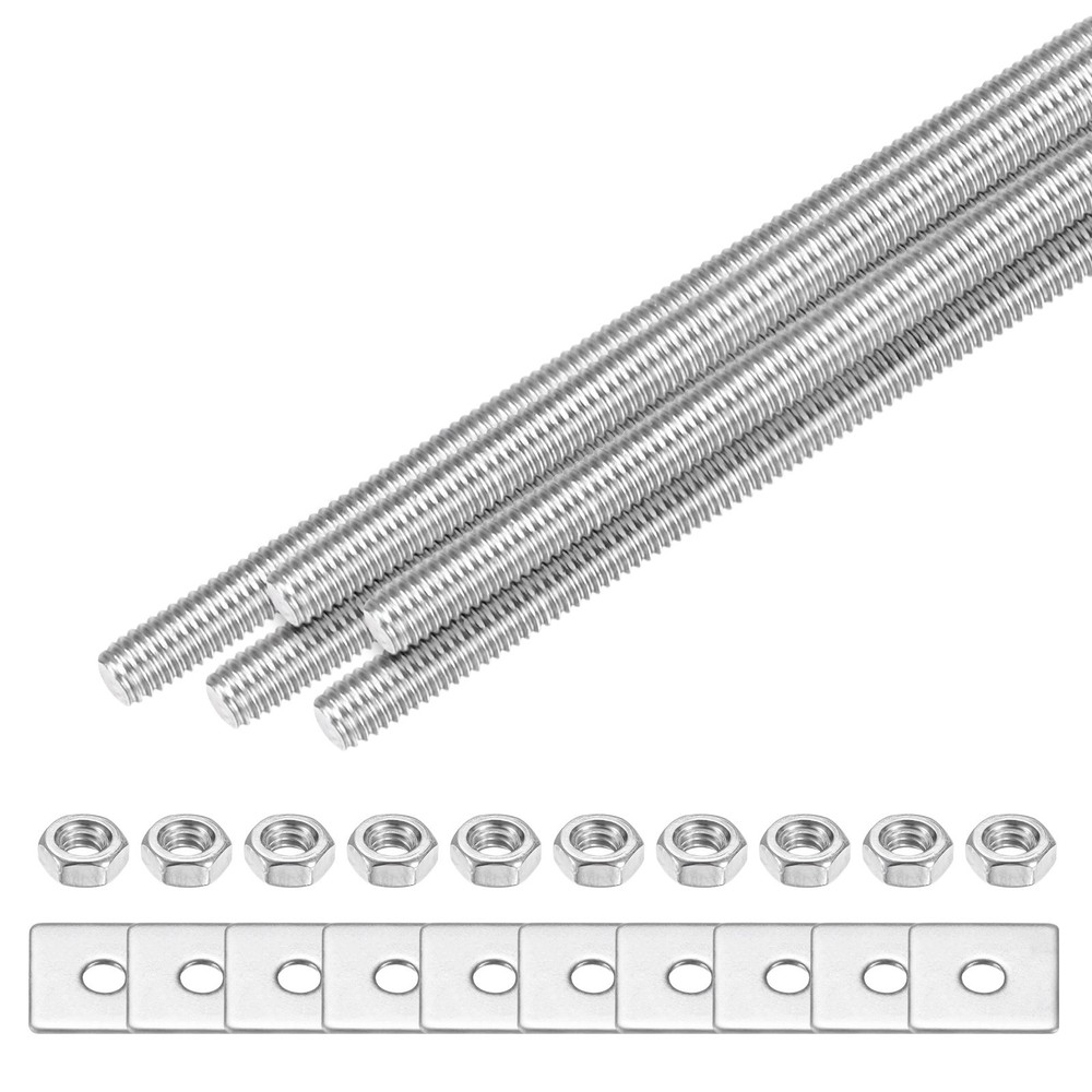 5-Set Fully Threaded Rod, M3x250mm Right Hand Thread Bar Studs with Nuts