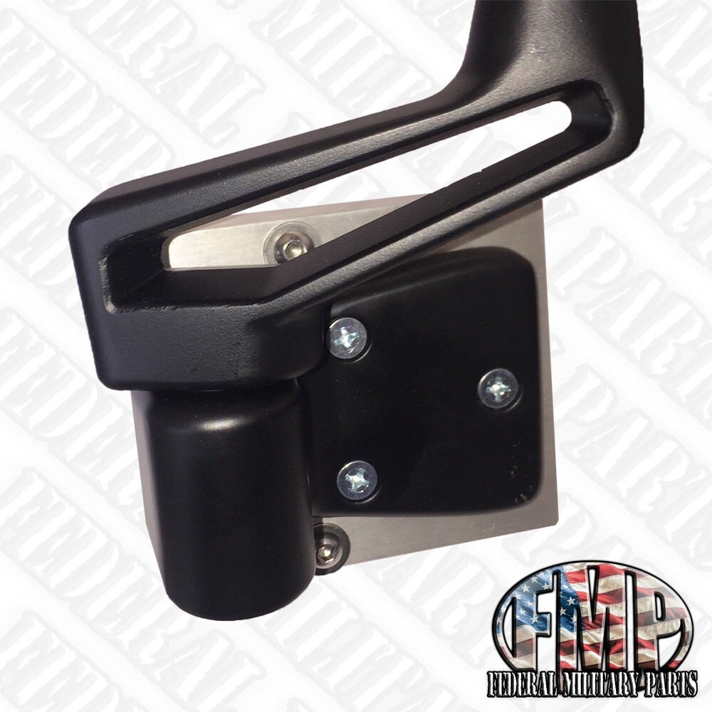 Humvee Mirrors Pair + Adapter Plates For Soft Canvas Doors Military M998 Mounts