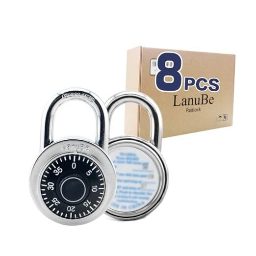 Lock Standard Dial Combination Lock 2 in. Wide, with Different Black 8pack