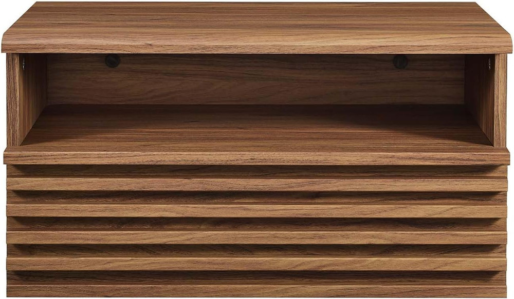 Render Mid-Century Modern, Wall-Mount Nightstand, Walnut