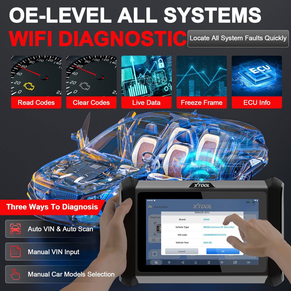 XTOOL USED D7W WIFI Connection OBD2 Diagnostic Scanner Bidirectional Key Coding