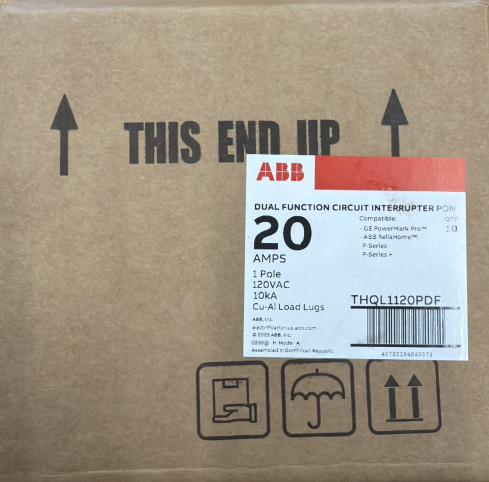10 PCS ABB/GE THQL1120PDF - 20Amp - 1 Pole - Dual Function Circuit Breaker