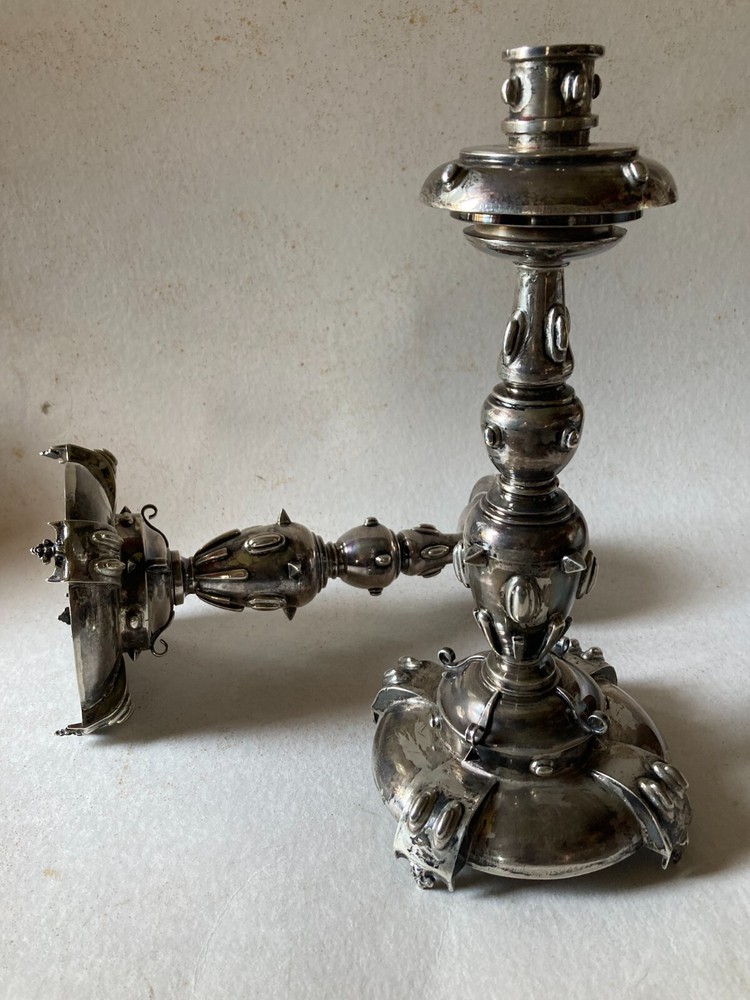 17th Century Silver Spanish Candlesticks