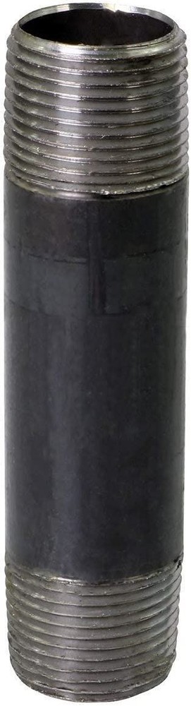 4" Long Black Left/Right Steel Nipple Pipe Fitting, 1" Nominal Size Diameter