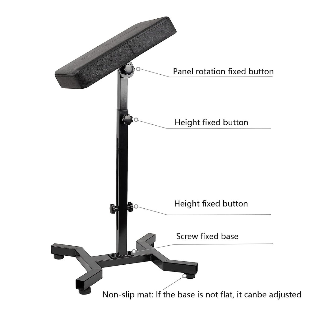 Foldable Portable Tattoo Arm Rest Stand Soft Leather Stable Adjustable Height