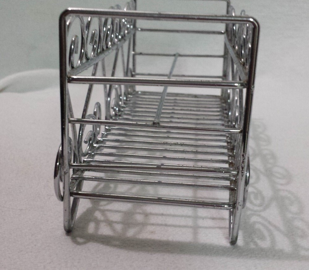 Rectangular Silvertone Sm Metal Makeup Organizer for Vanity Tabletop Pre-owned