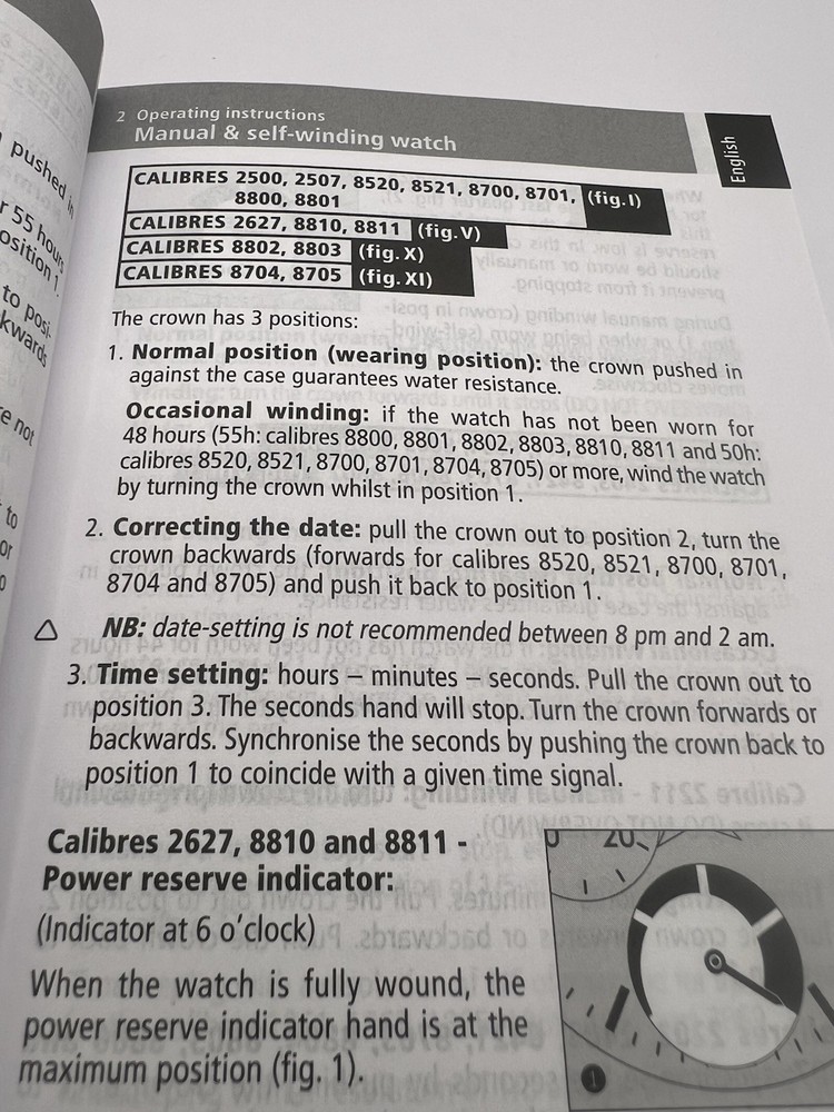 OMEGA WATCH OPERATING INSTRUCTIONS MANUAL