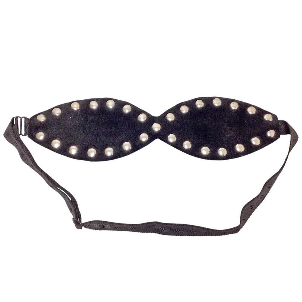 Studded Leather Blindfold Padded Fleece Lined Adjustable Elastic Strap L9870