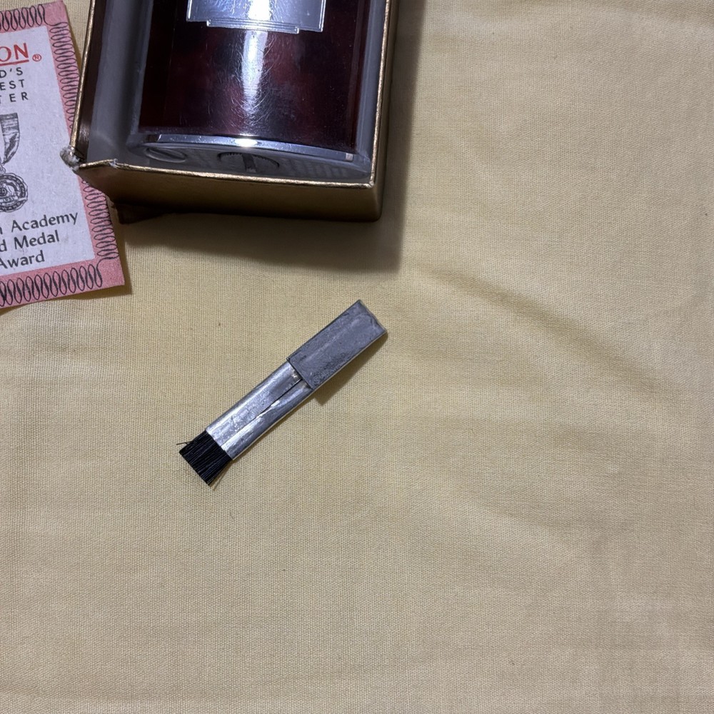 Ronson Standard Lighter Made In USA Blank Initial Plate Brown & Silver Vtg