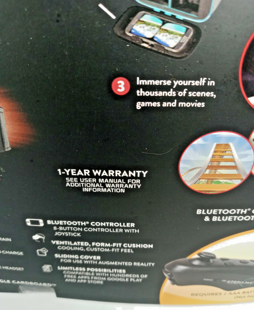 Utopia ReTrak 360 Degree 3D VR Headset Bundle Bluetooth Earbuds & Controller NIB