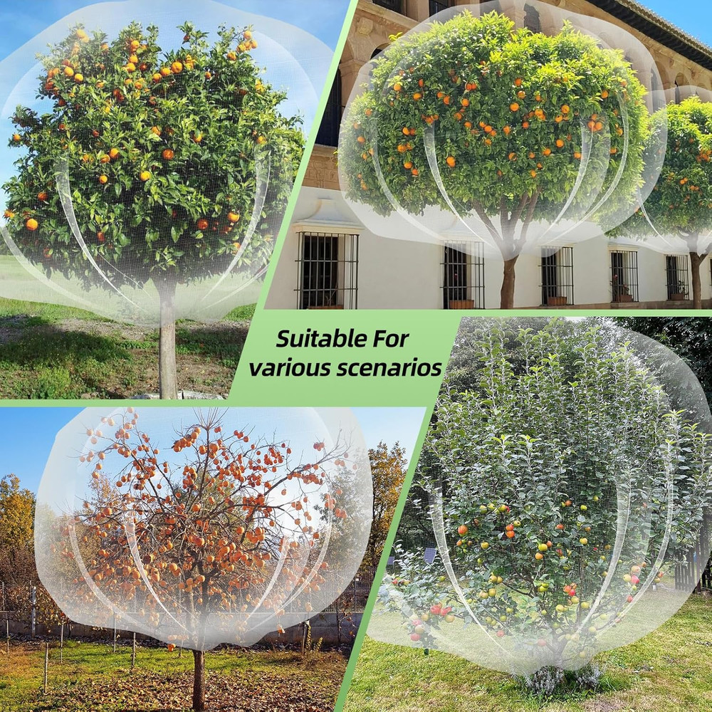 2PCS Large Fruit Tree Netting with Drawstring and Zipper, 6 X 6.6FT Blueberry...
