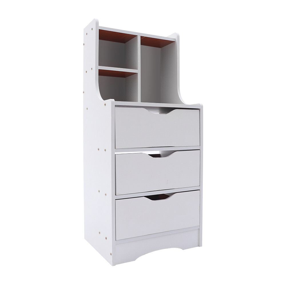 Nightstand Bedroom Small Bedside Table Storage Cabinet Organizer with 3 Drawers~
