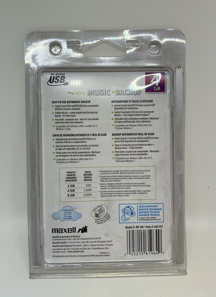One NEW Maxell myGEN Flash USB Automatic Music Backup 4GB