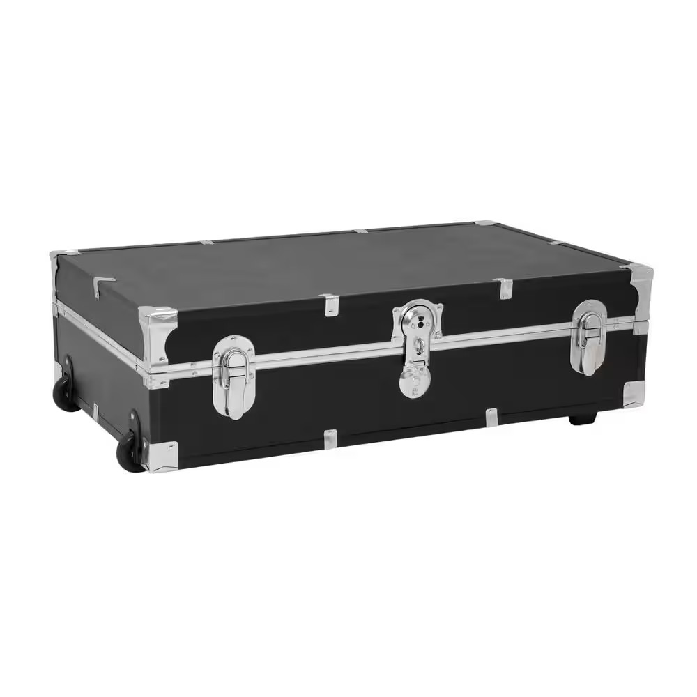 Under the Bed Footlocker Black Storage Trunk
