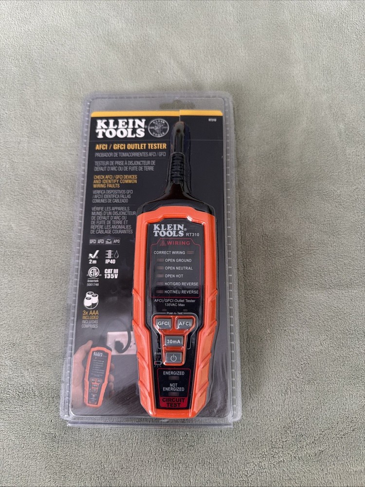 Klein Tools RT310 AFCI/GFCI Receptacle Outlet Tester