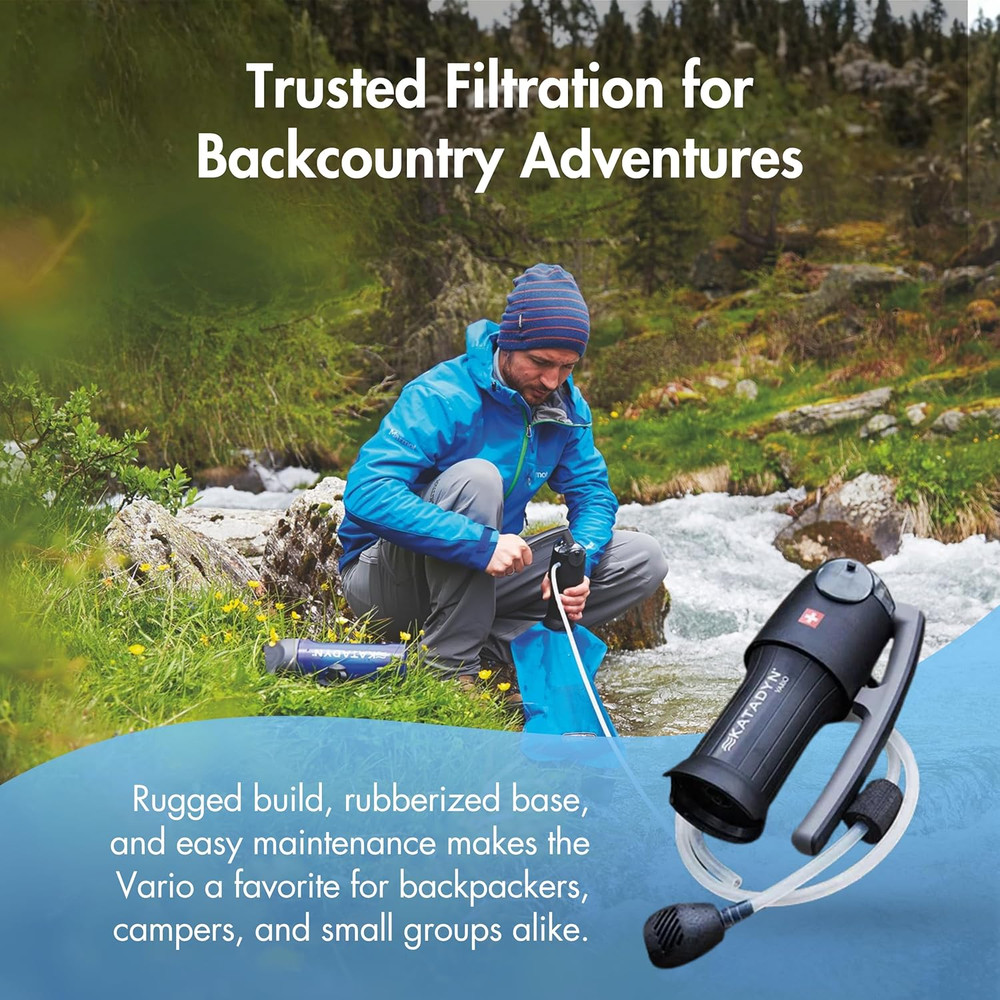Vario Water Filter, Dual Technology Microfilter for Personal or Small Group Camp